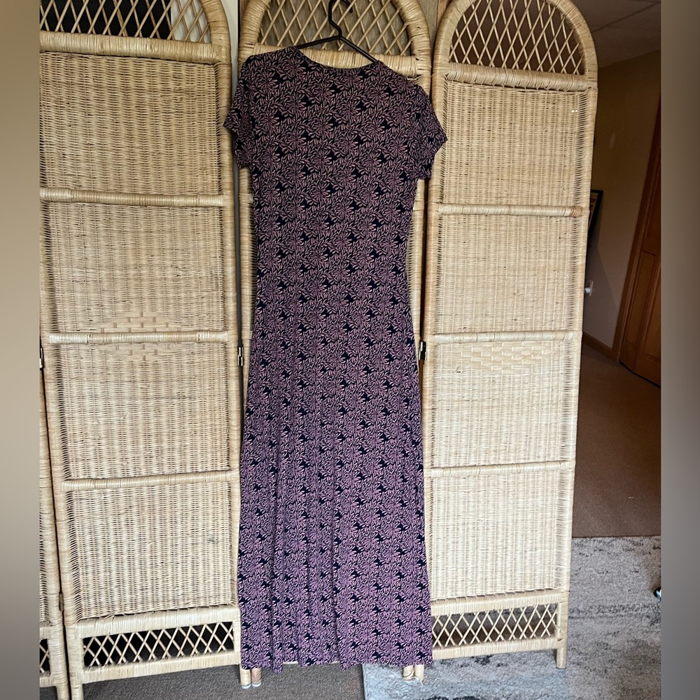 NWOT Coolibar Dounelle Maxi Dress - UPF 50+ Navy and Pink Patterned Dress - Picture 3 of 9